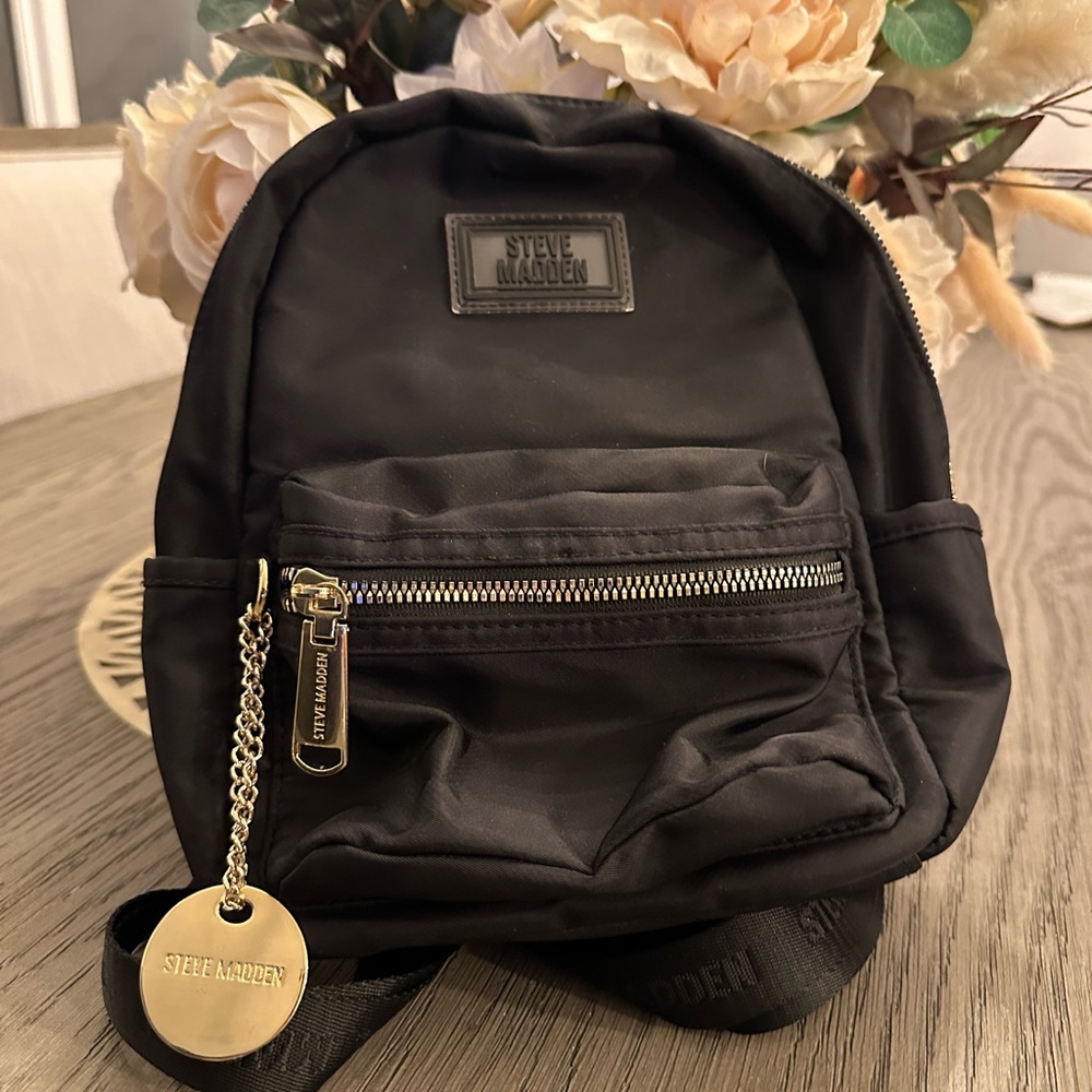 Steve Madden Black Nylon Backpack